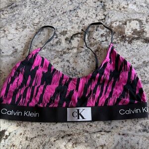 Calvin Klein Hot Pink and Black Logo Crop Bralette